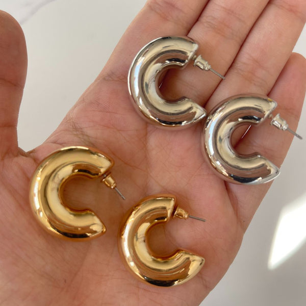 ARRACADAS GRUESAS CHICAS PLATA