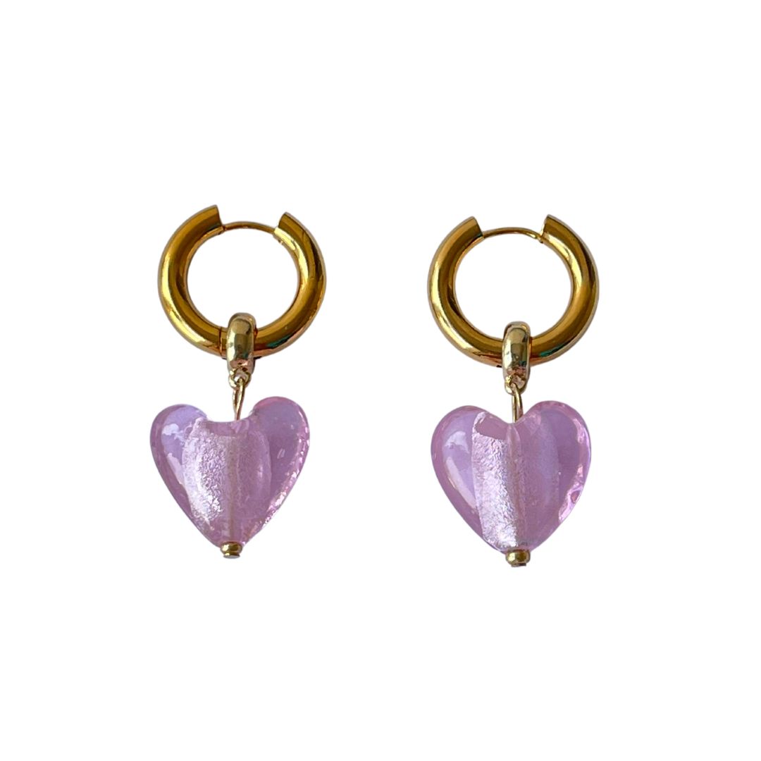ARETES HEART ROSA