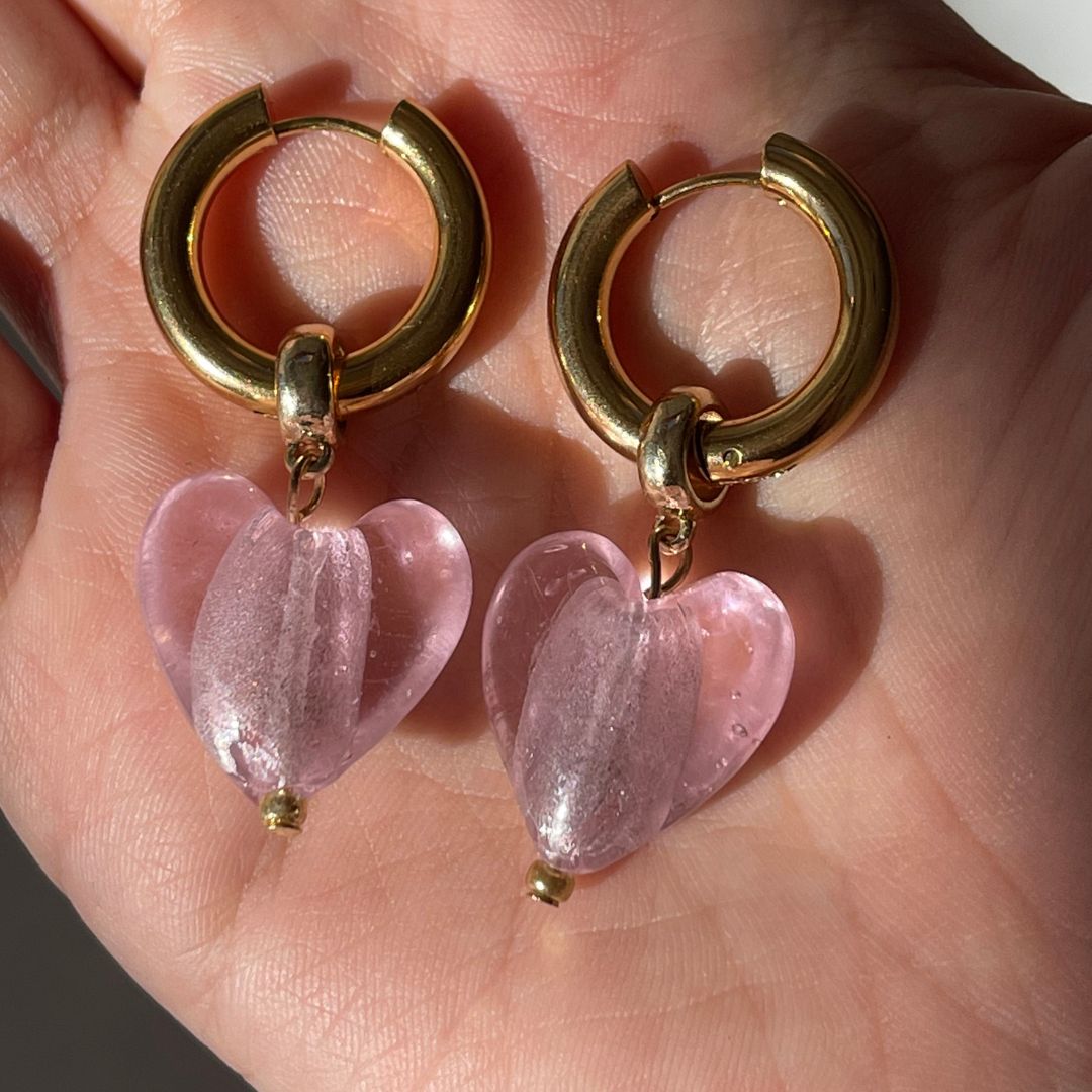 ARETES HEART ROSA