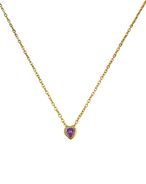 COLLAR HEART ZIRCONIA MORADA