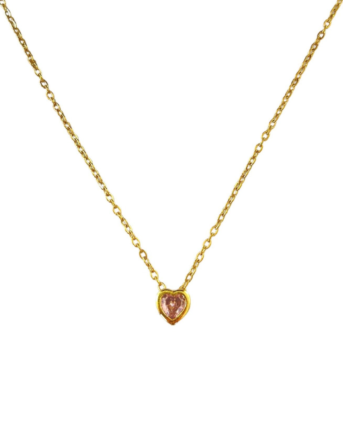 COLLAR HEART ZIRCONIA ROSA